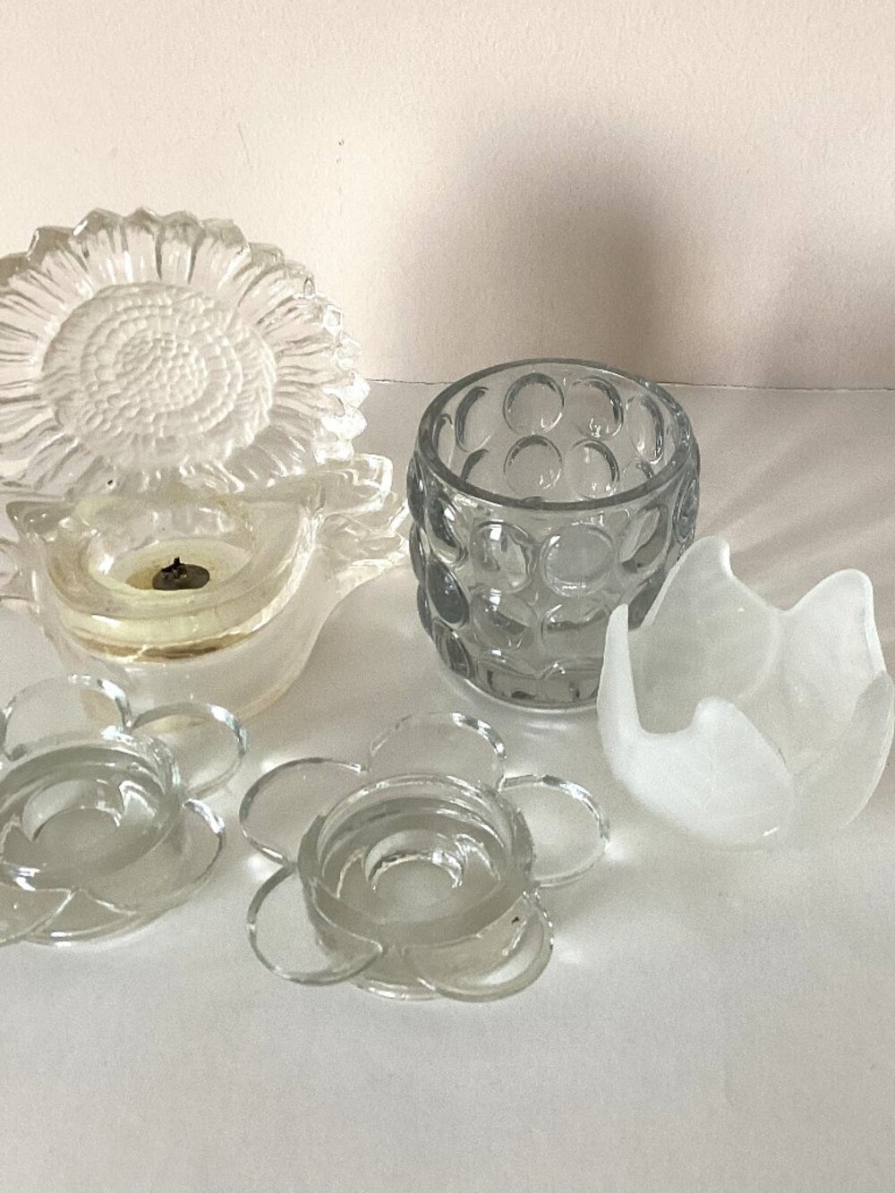 A Bundle of 5 Small Glass Candle Holders Household Home Decor